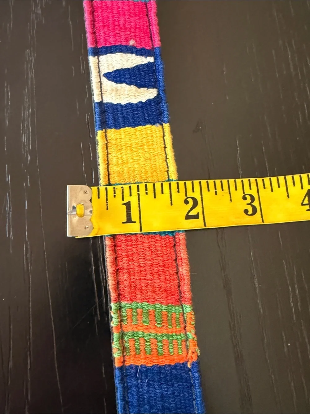 Vtg Colorful Brazilian Woven Embroidered & Leather Striped Boho Belt Women S